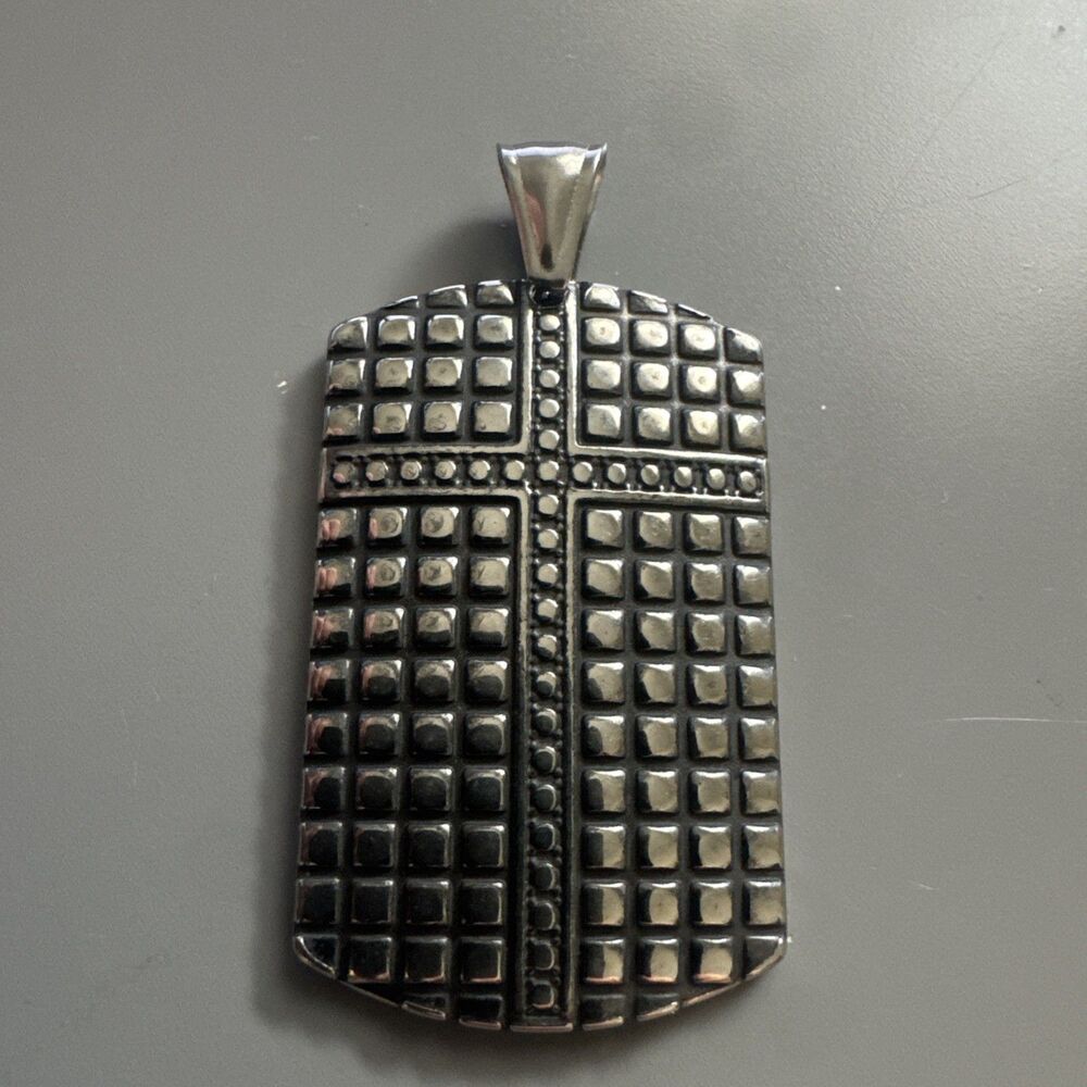 Stainless Steel Cross Shield Pendant 24 Inch Chain Biker Viking Gothic Unisex